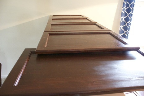Cabinet Doors with one coat of gel stain.